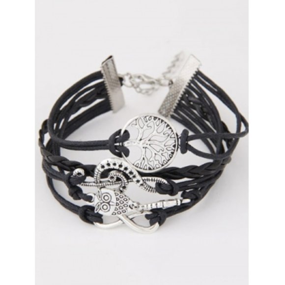 Boho Hippie Owl Music Multi Layer Braided Bracelet - Picture 2 of 2